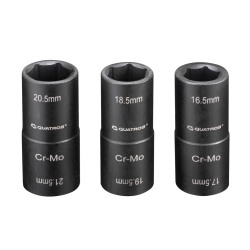 Zestaw 3szt. nasadek dwustronnych 1/2'' do kół 16.5 x 17.5mm, 18.5 x 19.5mm, 20.5 x 21.5mm QS50932  Quatros